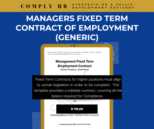 Manager Fixed-Term Contract of Employment Template